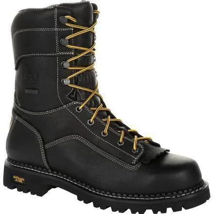 Men's high - ankle support work & safety boots for construction sitesGeorgia Men's Amp LT Logger 9" Comp Toe WP Work Boot - Black - GB00272