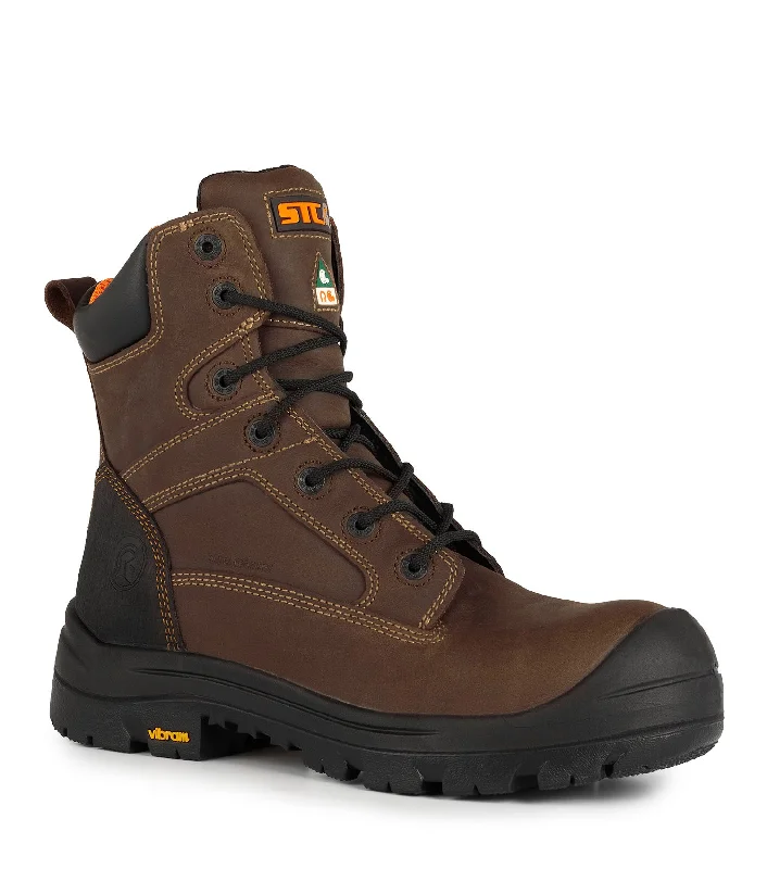 Men's anti - static work & safety boots for electronics industryMorgan, Brown | 8" Leather Work Boots | Vibram TC4+ Outsole