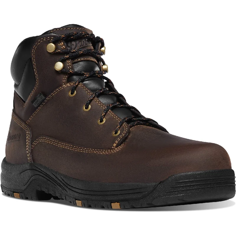 Men's work & safety boots with a breathable waterproof membrane like Gore - TexDanner Men's Caliper 6" Soft Toe WP Work Boot - Brown - 19452