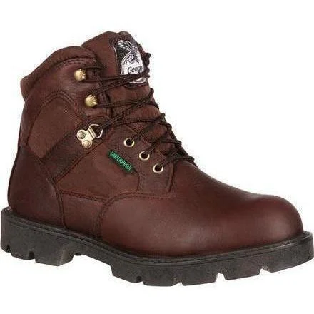 Men's work & safety boots with a chemical - resistant rubber soleGeorgia Men's Homeland 6" Waterproof Work Boot - Brown - G106