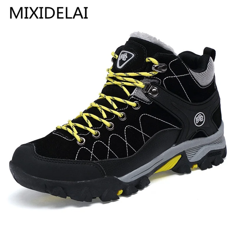 Men's breathable mesh - lined work & safety boots for hot weatherNew Men Boots Winter With Fur 2018 Warm Snow Boots Men Winter Boots Work Shoes Men Footwear Fashion Rubber Ankle Shoes 39-45