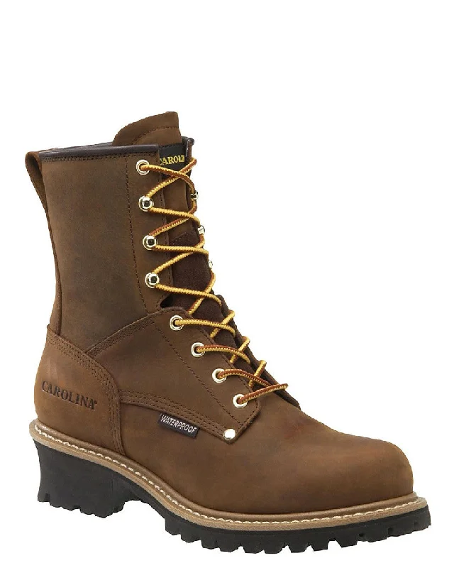 Men's non - metallic work & safety boots for airport security jobsMens Crazy Horse 8" Logger Boots