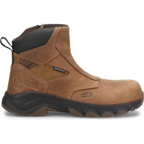 Men's work & safety boots with a removable insole for easy cleaningCarolina Men's Subframe 6" WP Side Zip Comp Toe Work Boot -Brown- CA5550