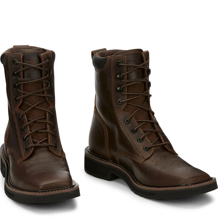 Men's work & safety boots with a moisture - wicking lining for dry feetJustin Mens Pulley Lace Up WorkBoots Style SE681