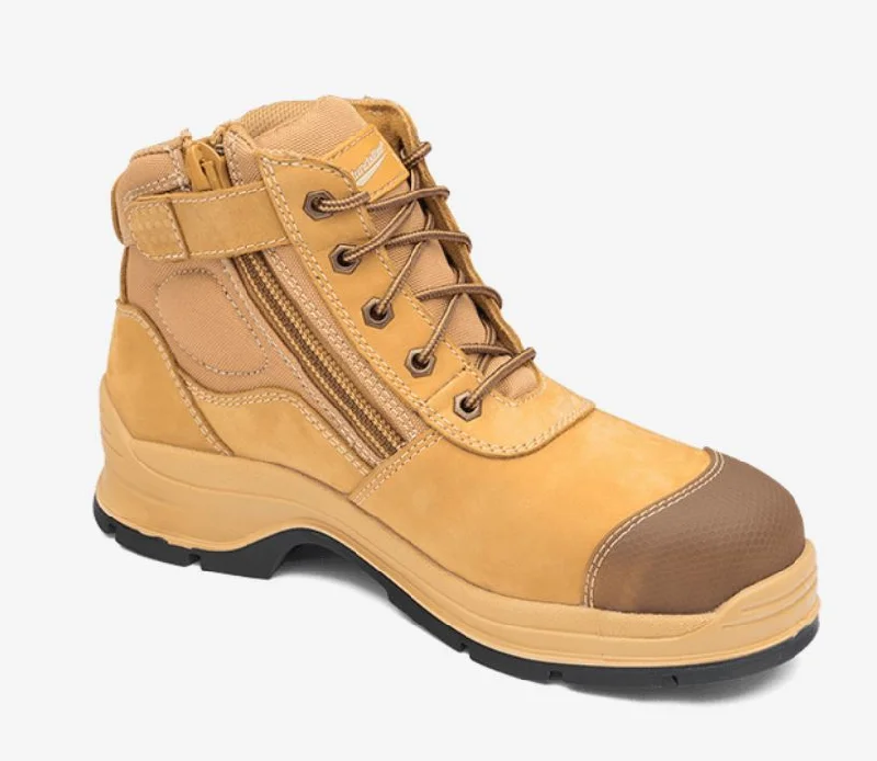 Men's work & safety boots with a reinforced heel counter for stabilityBLUNDSTONE 318 Lace up Zip Side Boot - Wheat