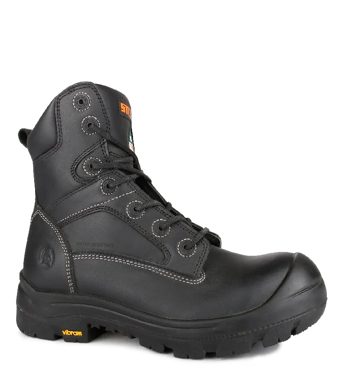 Men's slip - resistant work & safety boots for oily surfacesMorgan, Black | 8" Leather Work Boots | Vibram TC4+ Outsole