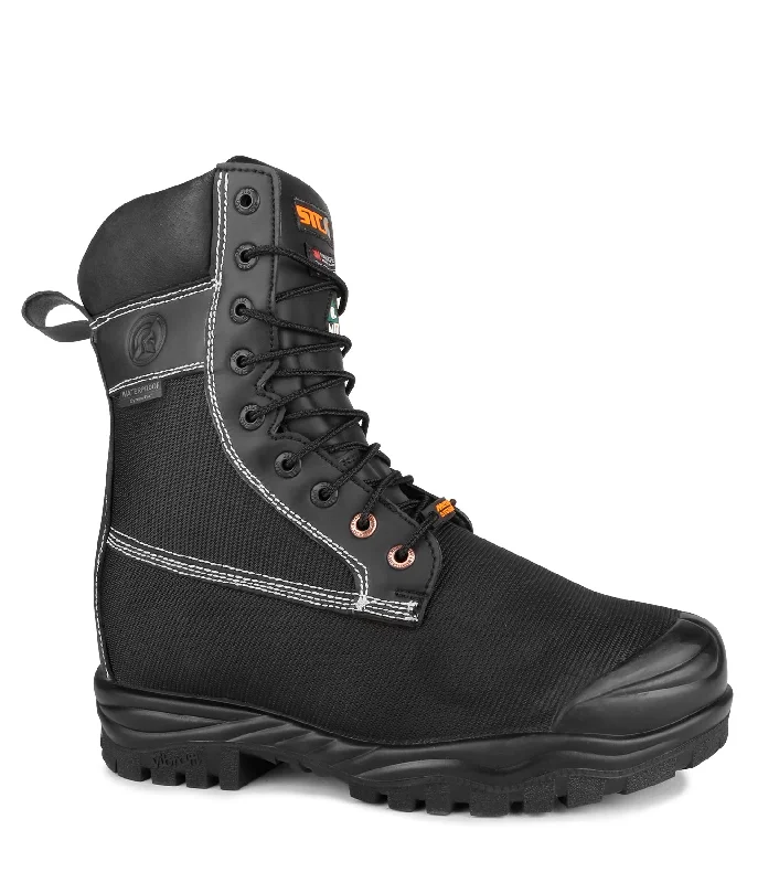 Men's work & safety boots with a reinforced heel counter for stabilityLarch, Black | 9" Nylon Work Boots | Internal Metguard Protection