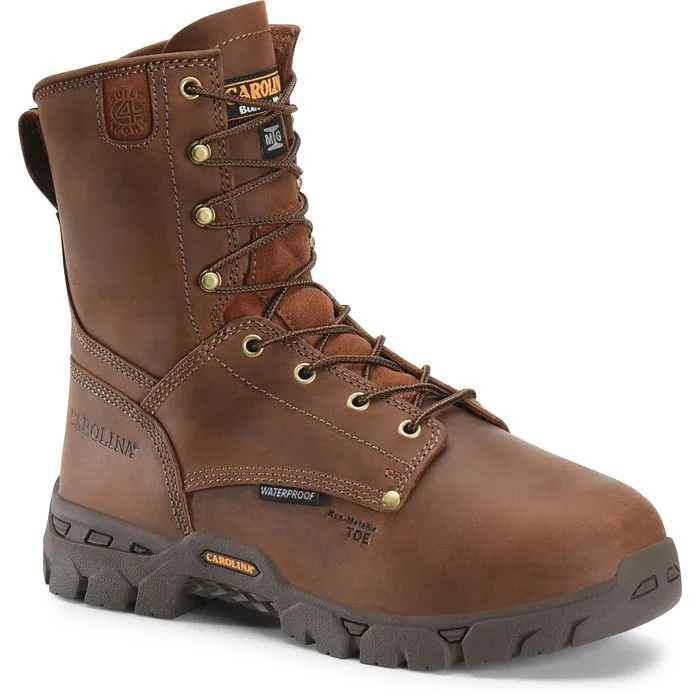 Men's water - repellent leather work & safety boots for outdoor workCarolina Men's Buster 8" Comp Toe WP Metguard Work Boot -Brown- CA9582