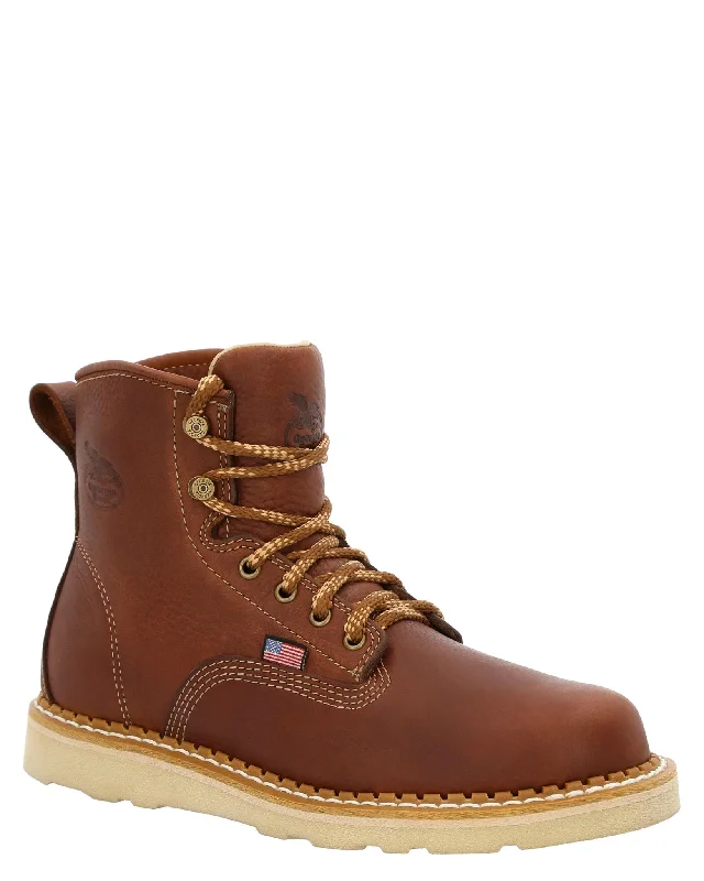 Men's work & safety boots with a gusseted tongue to keep out debrisMen's USA Wedge Work Boots