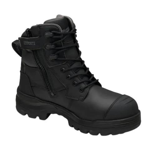 Men's work & safety boots with a chemical - resistant rubber soleBLUNDSTONE 8561 RotoFlex 6" Zip Safety Boot - Black