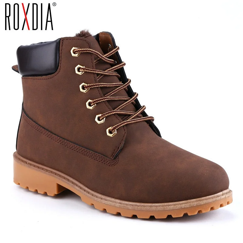 Men's work & safety boots with a padded collar for ankle comfortROXDIA autumn winter women ankle boots new fashion woman snow boots for girls ladies work shoes plus size 36-41 RXW762