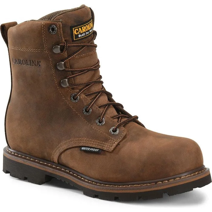 Men's non - metallic work & safety boots for airport security jobsCarolina Men's Installer 8" Steel Toe WP Slip Resisting Work Boot -Brown- CA3557