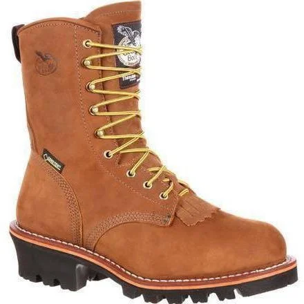 Men's work & safety boots with a toe cap made of aluminum alloyGeorgia Men's 8" Stl Toe WP Insulated Logger Work Boot - Brown - G9382