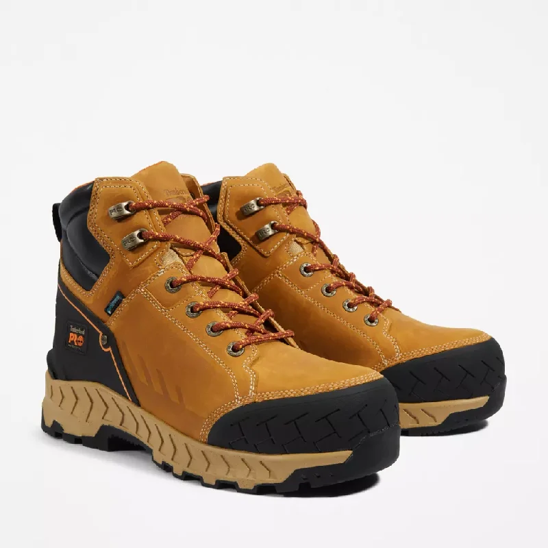 Men's work & safety boots with a high - traction lug pattern for uneven groundTimberland Pro Men's Summit 6" WP Comp Toe Work Boot -Wheat- TB0A438Y231