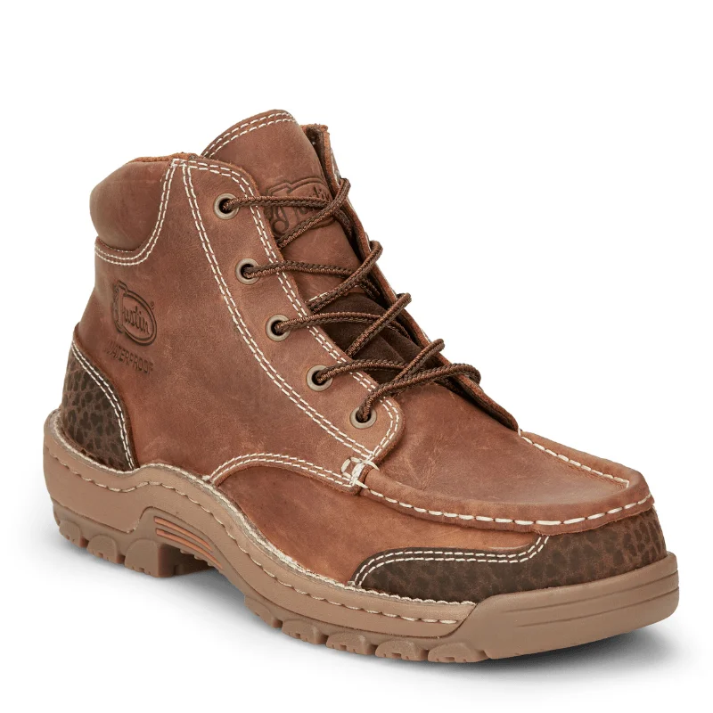 Men's work & safety boots with a chemical - resistant rubber soleJustin Men's Stampede Corbett Waterproof Barley Brown Work Boots SE252