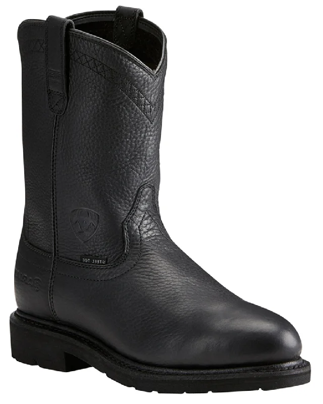 Men's work & safety boots with a high - traction lug pattern for uneven groundMens Sierra Steel-Toe Pull-On Boots - Black