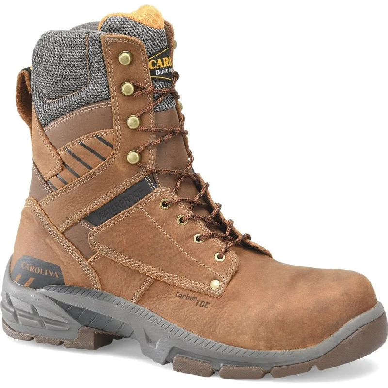 Men's work & safety boots with a reinforced heel counter for stabilityCarolina Men’s Duke Carbon 8" WP Comp Toe  Work Boot -Brown- CA5543