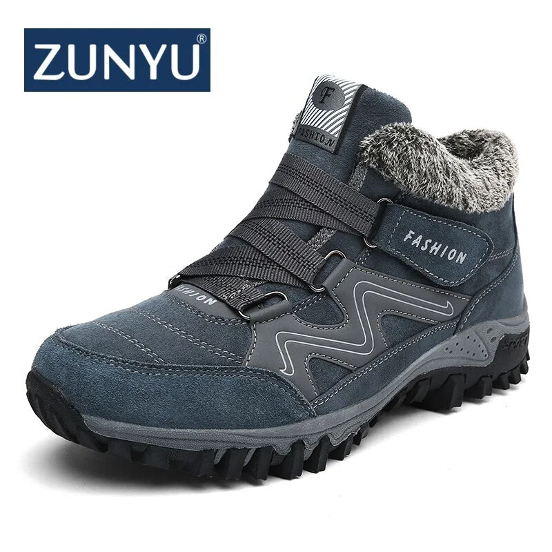 Men's shock - absorbing work & safety boots for long - hours standingZUNYU New Men Boots Winter With Plush Warm Snow Boots Casual Men Winter Boots Work Shoes Men Footwear Fashion Ankle Boots 39-46