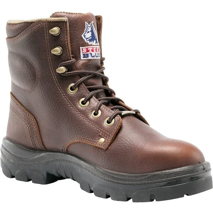 Men's breathable mesh - lined work & safety boots for hot weatherSteel Blue Men's Argyle 6" Steel Toe Work Boot - Brown - 812952