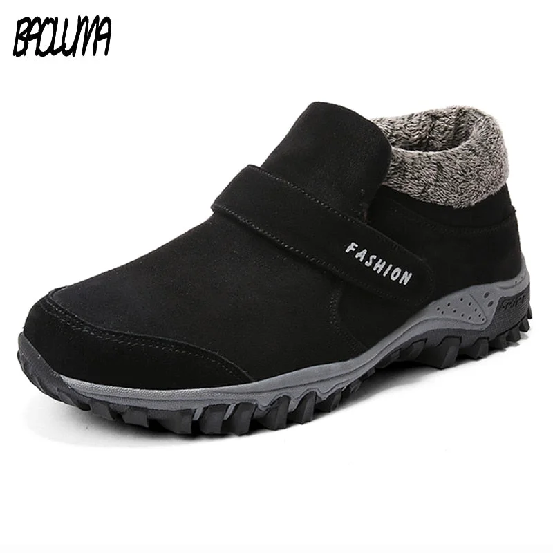 Men's water - repellent leather work & safety boots for outdoor workWinter Ankle Boots Men Suede Leather Winter Shoes Men Tennis Sneakers Winter Ankle Boots Male Warm Working Casual Botas Hombre