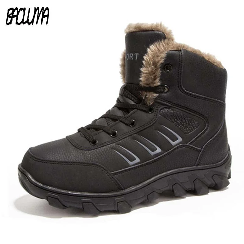 Men's work & safety boots with a toe cap made of aluminum alloyGenuine Leather Men Winter Boots Combat Ankle Boots Work Breathable Durable Men Army Forces Rubber Mid-calf High Top Boots Shoes