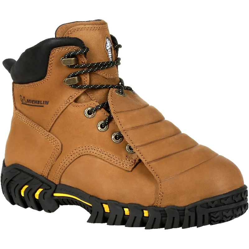 Men's work & safety boots with a durable rubber outsole for traction on rough terrainMichelin Men's Sledge Steel Toe Metguard Work Boot - Brown - XPX761