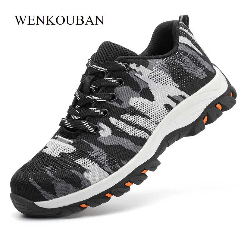 Men's insulated work & safety boots for cold - climate workCamouflage Steel Toe Shoes Men Work Boots Breathable Work Safety Shoes for Man Steel Puncture Proof Construction Safety Boots