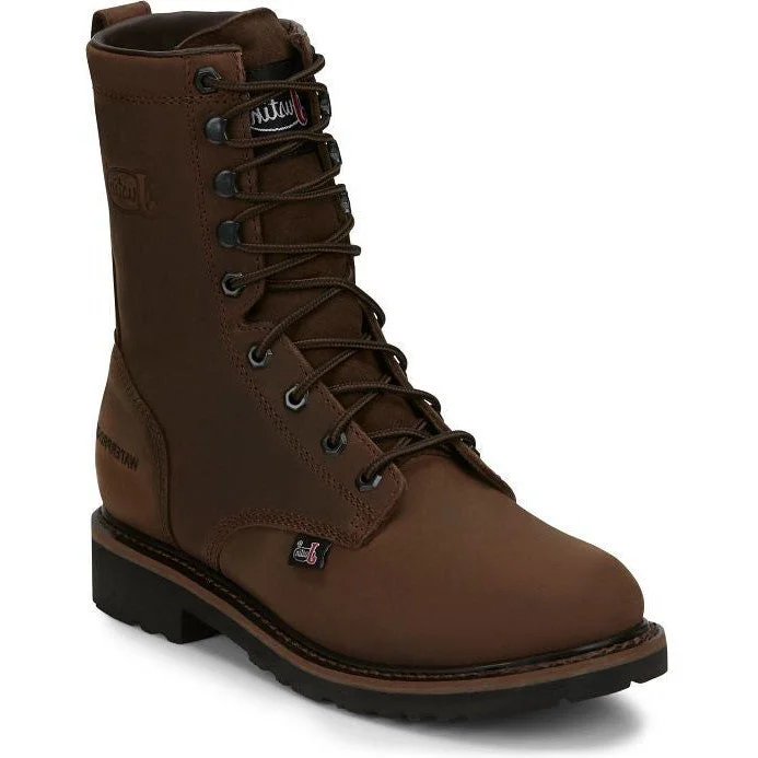 Men's work & safety boots with a breathable waterproof membrane like Gore - TexJustin Men's Drywall 8" Waterproof Work Boot -Brown- SE960