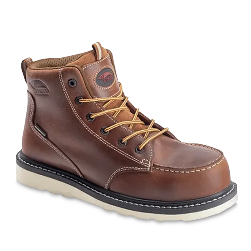 Men's breathable mesh - lined work & safety boots for hot weatherAvenger® Men's Carbon Safety Toe Moc Wedge Brown Mid Work Boots A7507