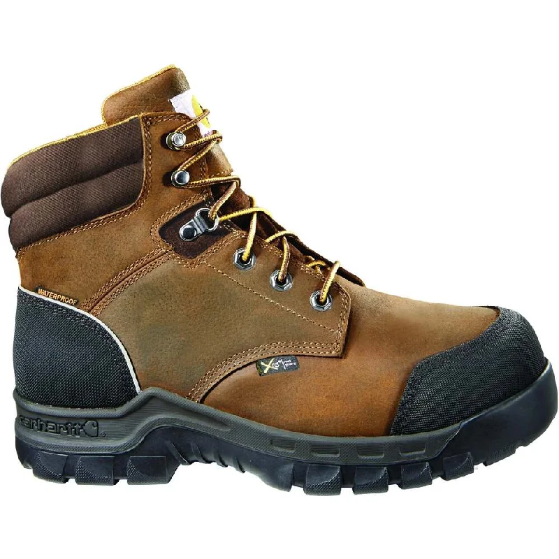 Men's work & safety boots with a quick - lace system for easy on and offCarhartt Men's 6" Comp Toe WP Metguard Work Boot - Brown - CMF6720