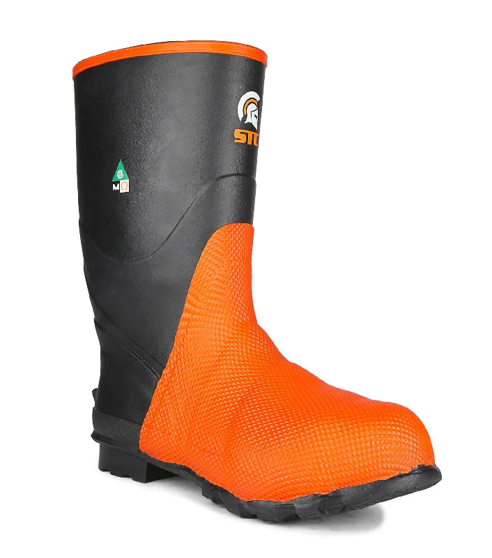 Men's work & safety boots with a moisture - wicking lining for dry feetGeo II, Black & Orange | 14'' Rubber Work Boots | Metguard Protection