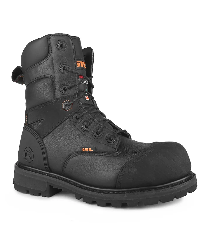 Men's work & safety boots with a removable insole for easy cleaningDuncan II, Black | 8” Waterproof Leather Work Boots | Vibram Fire&Ice