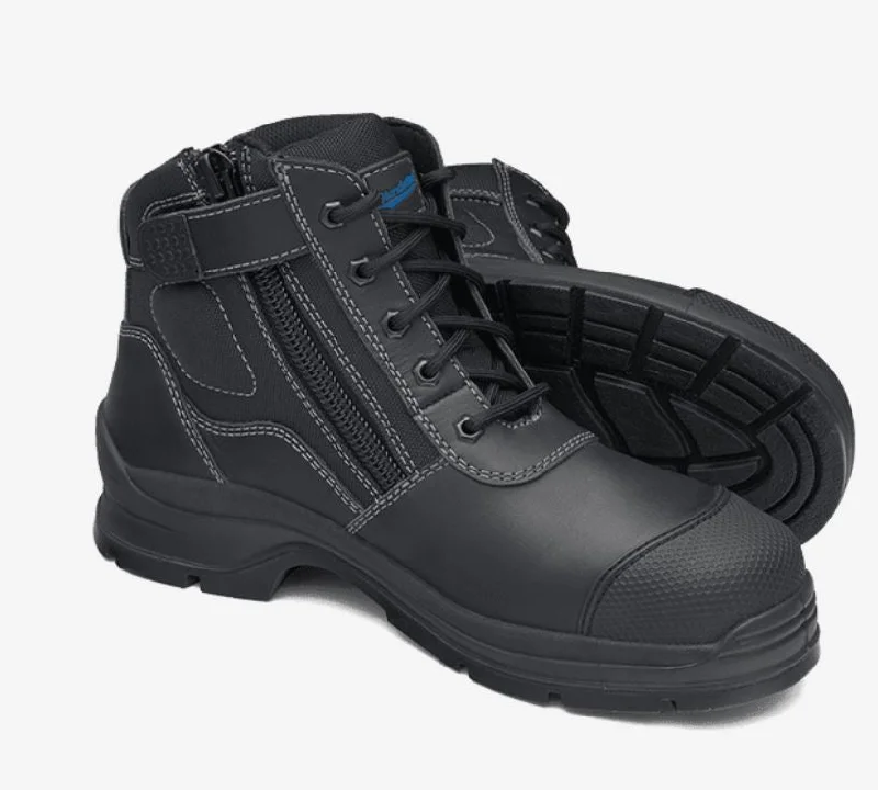 Men's work & safety boots with a toe cap made of aluminum alloyBLUNDSTONE 319 Lace up Zip Side Boot - Black