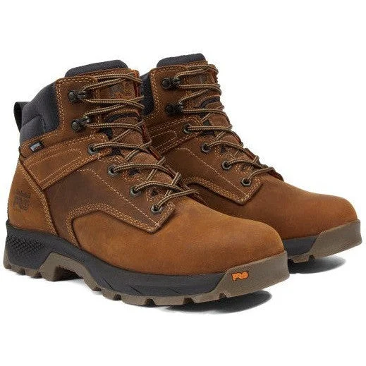 Men's work & safety boots with a high - traction lug pattern for uneven groundTimberland Pro Men's Titan EV 6" Soft Toe WP Work Boot- Brown- TB1A5M2T214