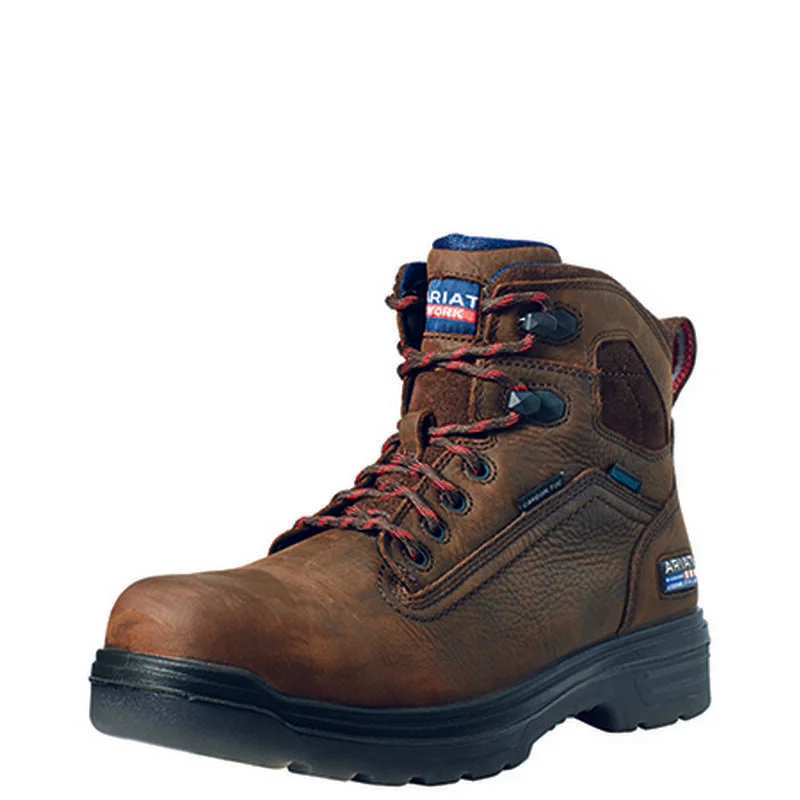 Men's work & safety boots with a gusseted tongue to keep out debrisAriat Turbo 6" USA Assembled Waterproof Carbon Toe Work Boot Style 10036739