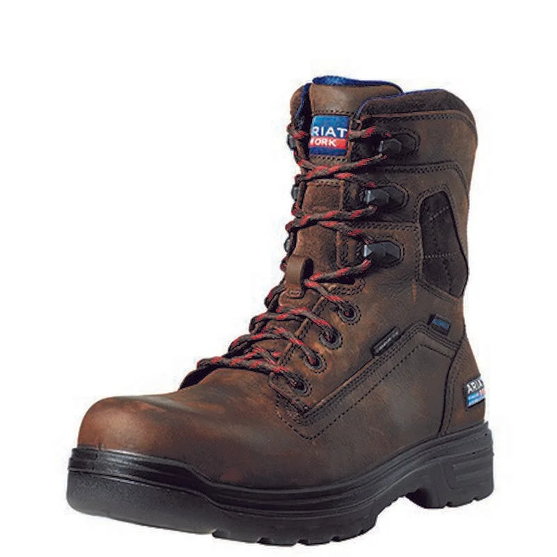 Men's work & safety boots with a reinforced heel counter for stabilityAriat Turbo 8" USA Assembled Waterproof Carbon Toe Work Boot Style 10036737