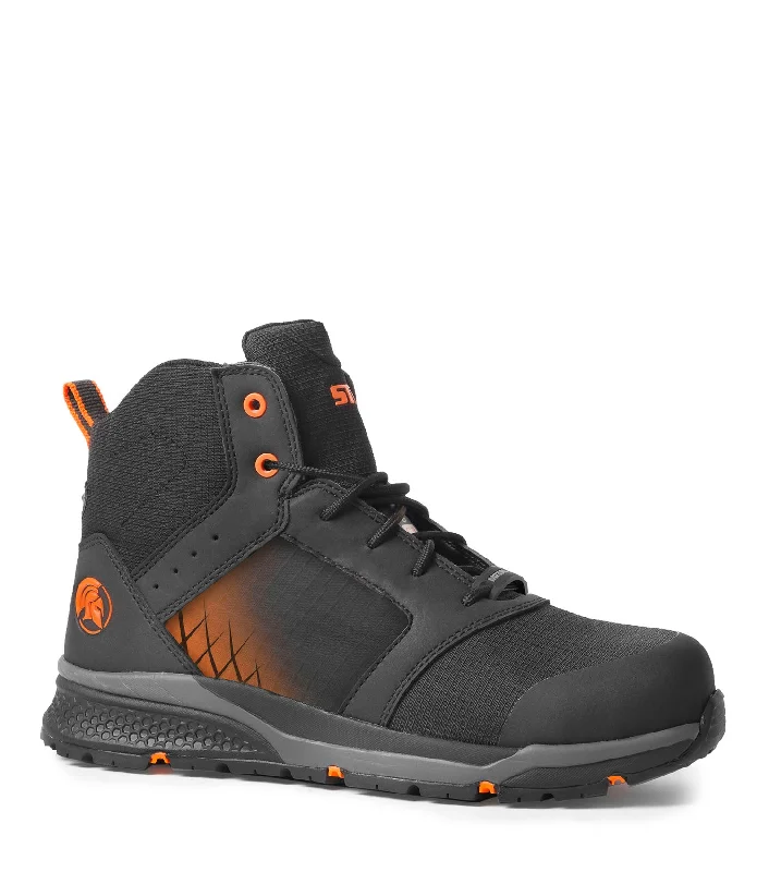 Men's work & safety boots with a reinforced heel counter for stabilityTrainer6, Black & Orange | 6'' Athletic Work Shoes | Lightweight