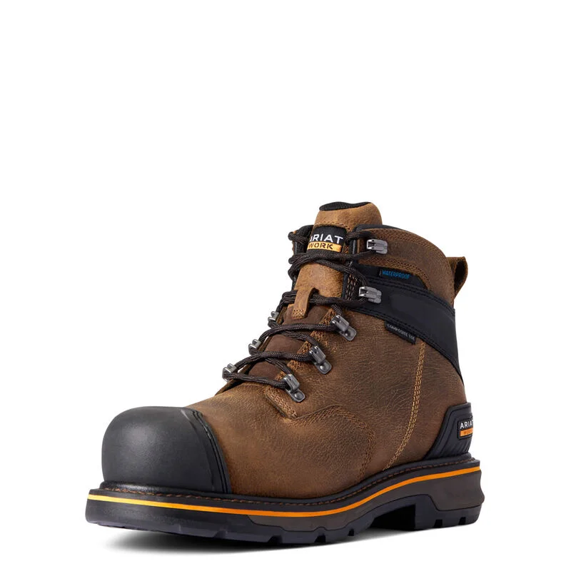 Men's work & safety boots with a high - traction lug pattern for uneven groundAriat Stump Jumper 6" Waterproof Composite Toe Work Boot Style 10038299