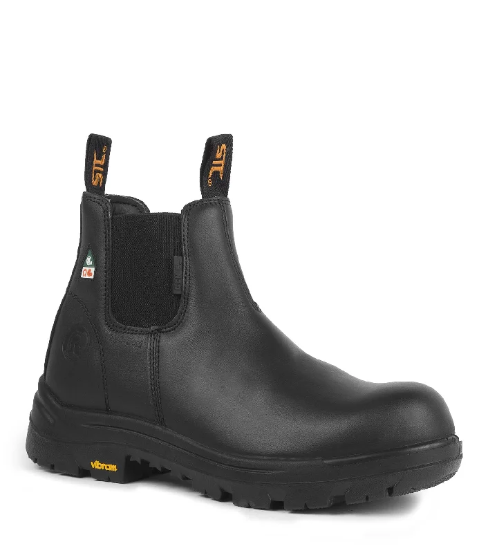 Men's chemical - resistant work & safety boots for laboratory useAlarm, Black | 6" Metal Free Leather Work Boots | Vibram TC4+