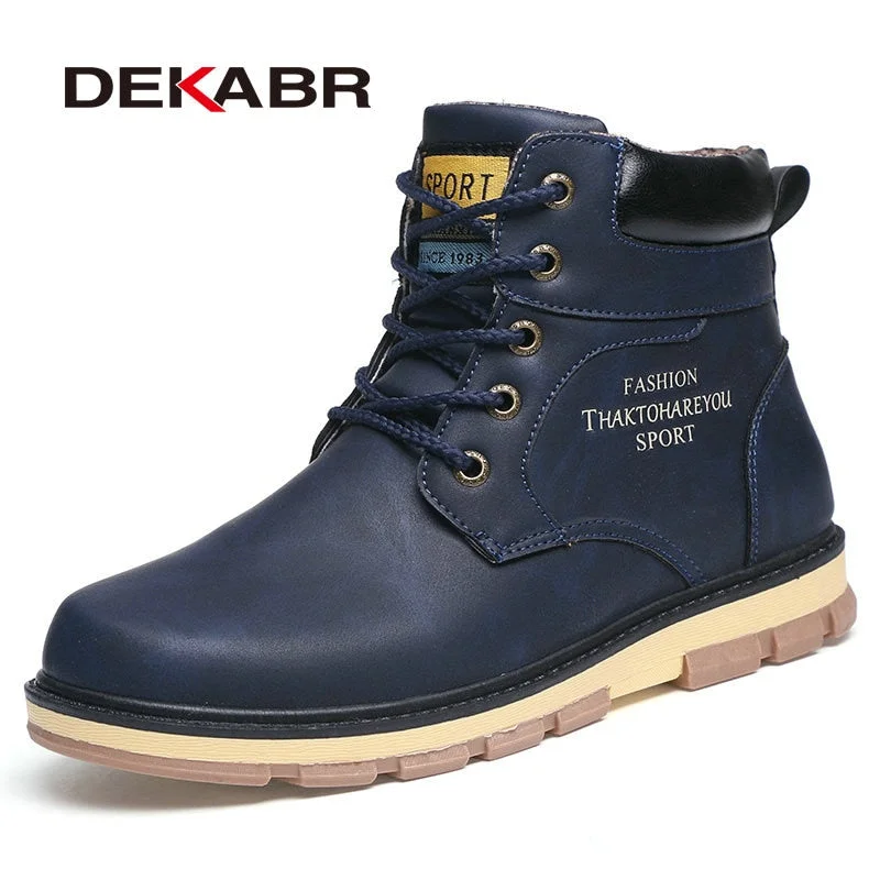 Men's non - metallic work & safety boots for airport security jobsDEKABR Brand Hot Newest Keep Warm Winter Boots Men High Quality pu Leather Wear Resisting Casual Shoes Working Fashion Men Boots