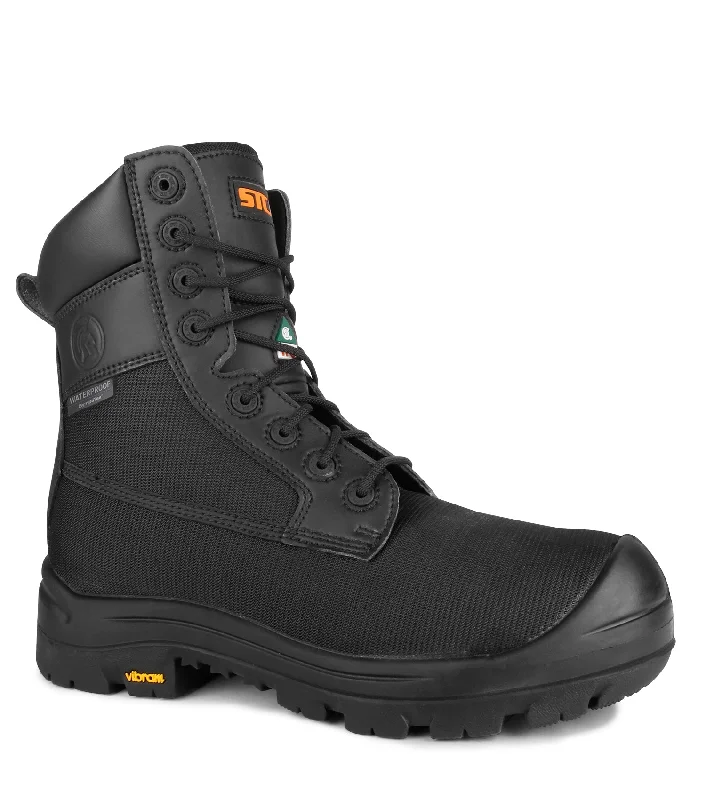 Men's work & safety boots with a reinforced heel counter for stabilityShire, Black | 8" Vegan Waterproof Work Boots | Vibram TC4+