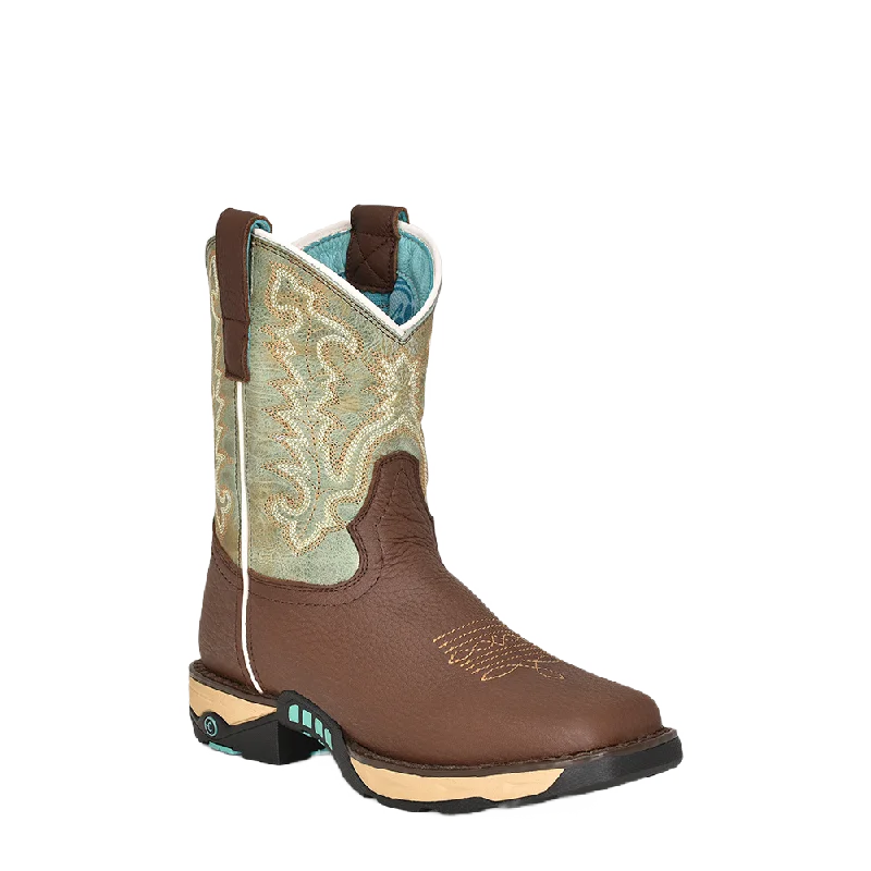 Men's work & safety boots with a high - traction lug pattern for uneven groundCorral Ladies Farm & Ranch Mint & Brown Square Toe Work Boots W5002