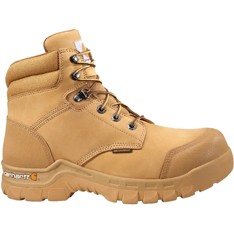 Men's shock - absorbing work & safety boots for long - hours standingCarhartt Men's 6" Rugged Flex Soft Toe WP Work Boot - Wheat - CMF6056