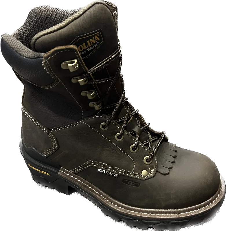 Men's work & safety boots with a reflective strip for low - light visibilityCarolina Men's 8" Waterproof Composite Toe Logger Boots CA7837