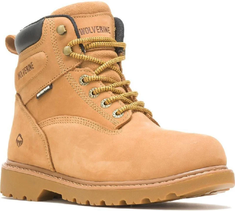 Men's shock - absorbing work & safety boots for long - hours standingWolverine Men's 6" Floorhand WP Steel Toe Work Boot - Wheat- W10632