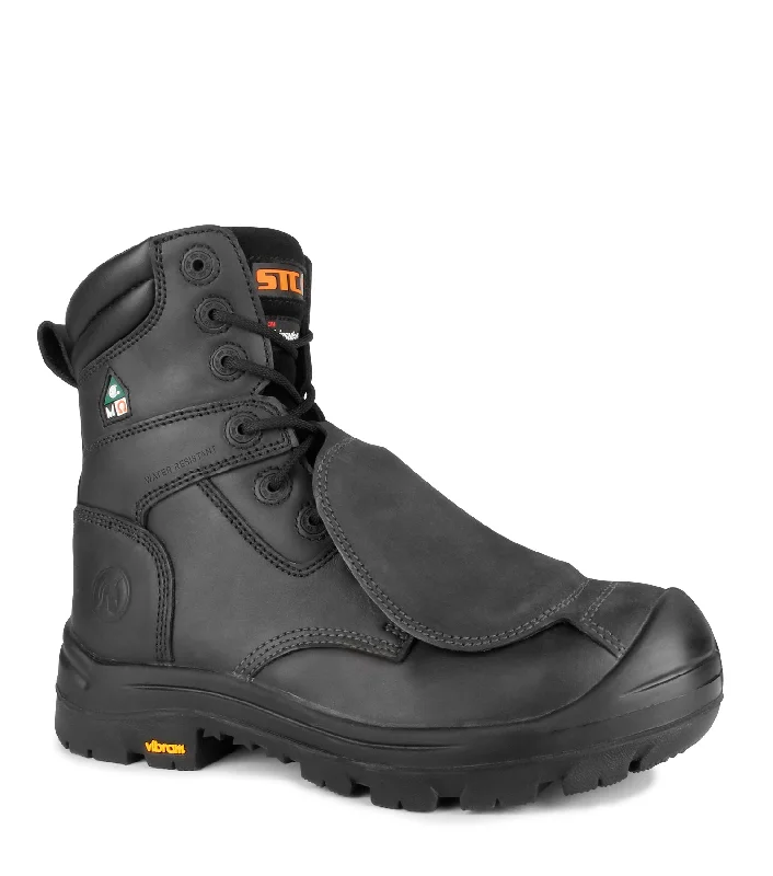 Men's carbon fiber toe work & safety boots for lightweight protectionAlloy, Black | 8'' Work Boots with External Metguard | Vibram TC4+