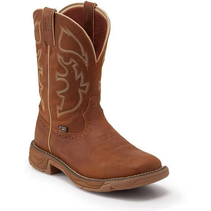 Men's shock - absorbing work & safety boots for long - hours standingJustin Men's Rush 11" WP Western Work Boot -Tan- WK4330