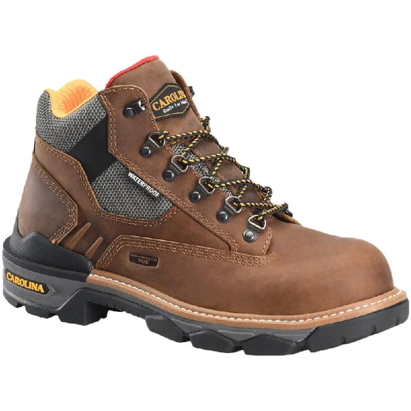 Men's waterproof steel - toe work & safety boots for wet environmentsCarolina Men's 5" Constructer Waterproof Composite Toe Brown Hiker Boots CA7832