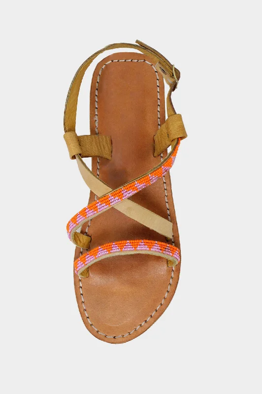 Men's sandals with a durable outer soleMen's sandals with a durable outer soleLara Leather Sandals | Pink/Orange