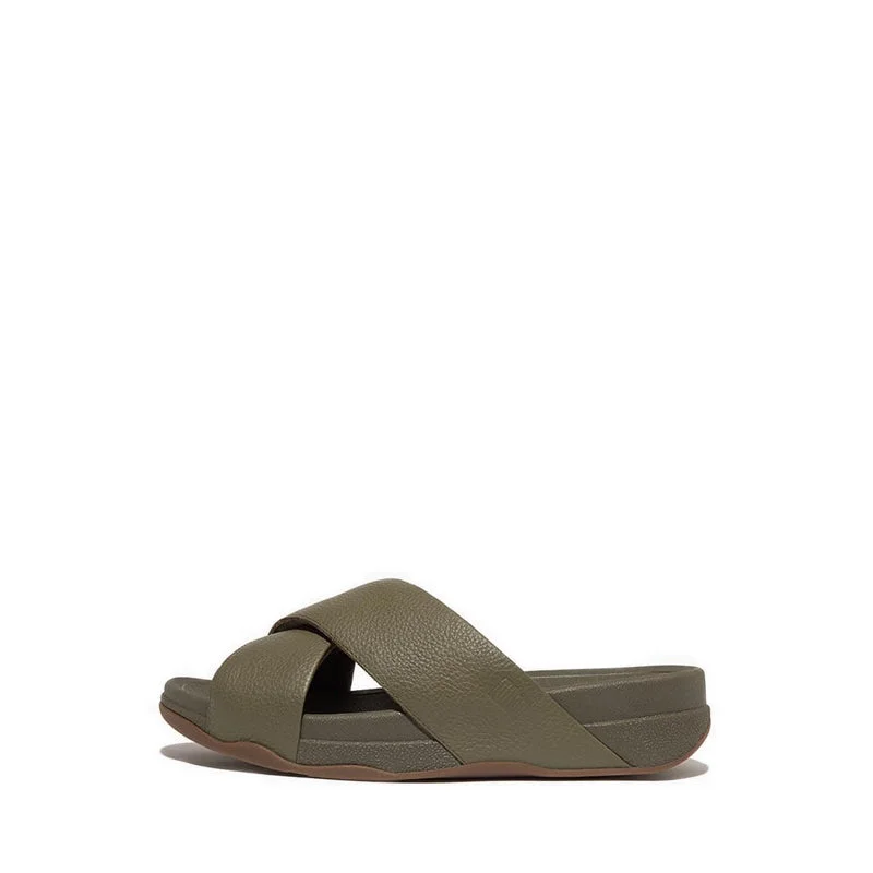 Men's sandals with a buckle closureMen's sandals with a buckle closureSurfer Mens Tumbled-Leather Cross Slides